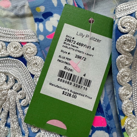 Lilly Pulitzer Carlotta Stretch Shift Dress in Blue Peri Size 4 - Picture 4 of 6